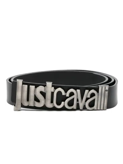 Just Cavalli Logo-lettering Leather Belt In Black