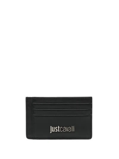 Just Cavalli Logo-lettering Leather Cardholder In Black