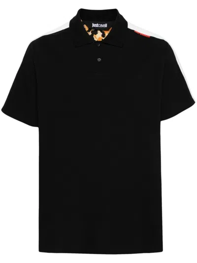 Just Cavalli Logo-lettering Polo Shirt In Black