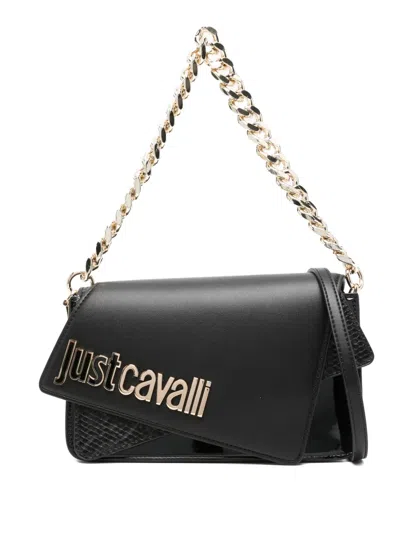 Just Cavalli Logo-lettering Shoulder Bag In Black
