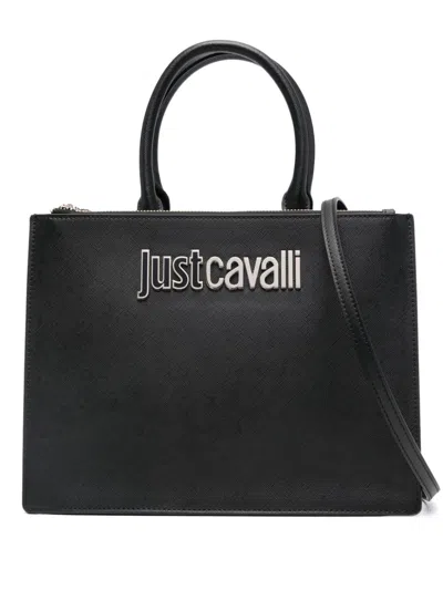 Just Cavalli Logo-lettering Faux-leather Tote Bag In Black