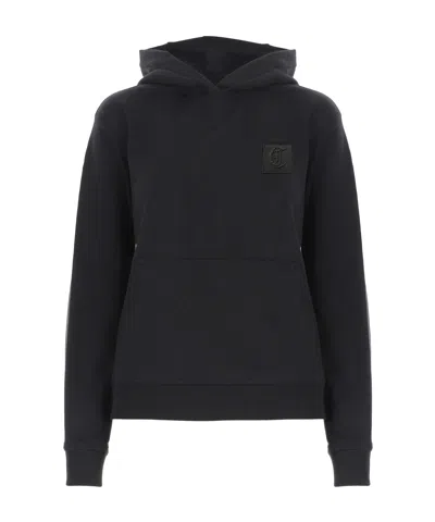 Just Cavalli Long-sleeved Hooded Sweatshirt In Black
