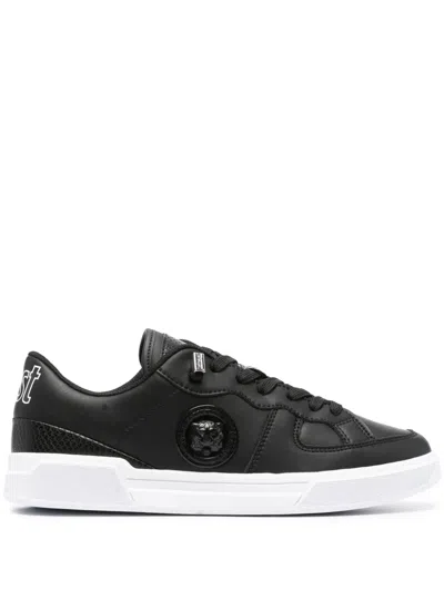 Just Cavalli Logo-patch Leather Sneakers In Schwarz