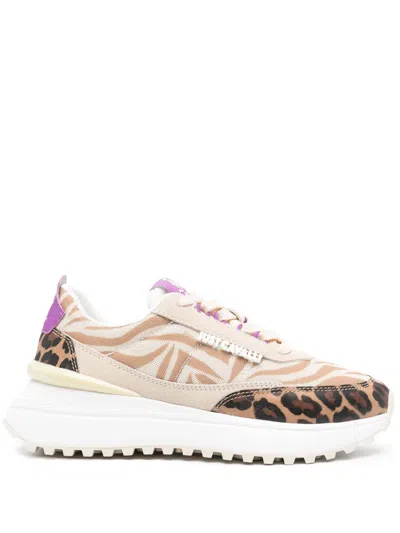 Just Cavalli Logo-patch Low-top Sneakers In Neutrals