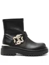 JUST CAVALLI LOGO-PLAQUE ANKLE BOOTS