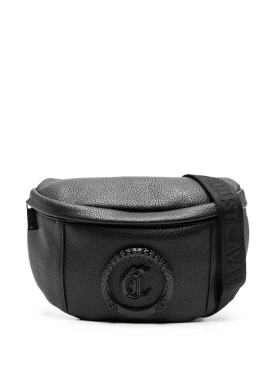 Just Cavalli Logo-plaque Pebbled Belt Bag In Black