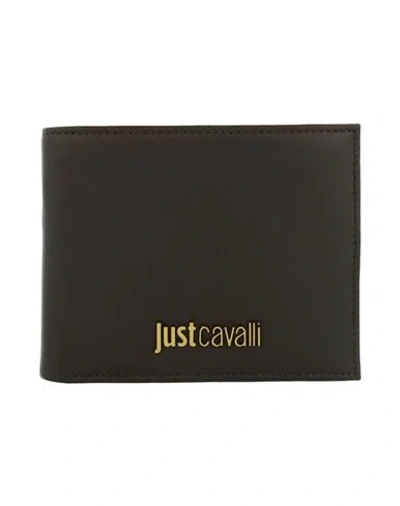 Just Cavalli Logo Plaque Bifold Wallet Man Wallet Brown Size - Calfskin