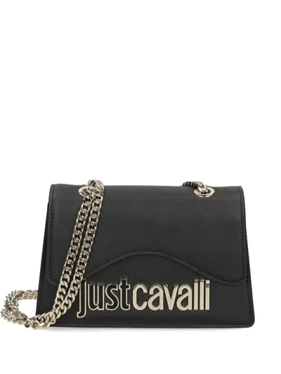 Just Cavalli Logo-plaque Chain-link Shoulder Bag In Black