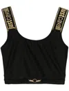 Just Cavalli Logo-plaque Cropped Top In Black