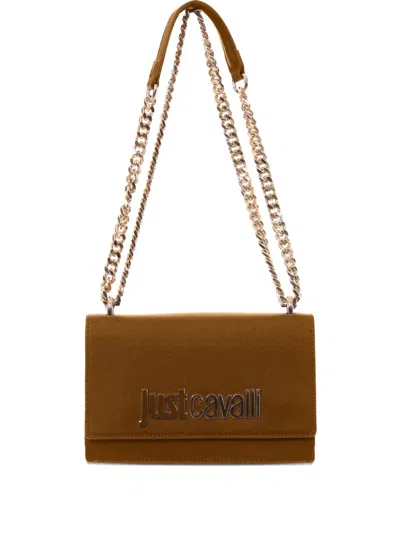 Just Cavalli Logo-plaque Crossbody Bag In Brown