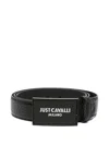 Just Cavalli Logo-plaque Leather Belt In Black