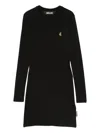 Just Cavalli Logo-plaque Long-sleeve Mini Dress In Black