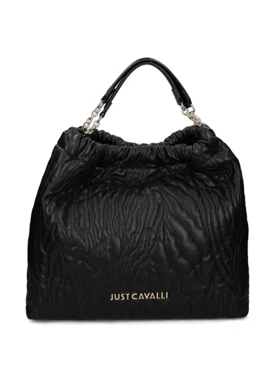 Just Cavalli Logo-plaque Shoulder Bag In Black