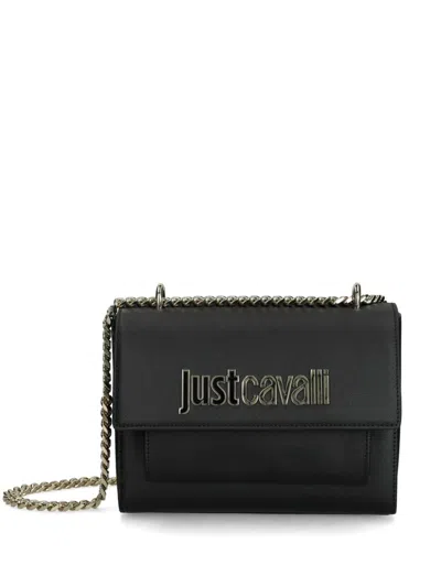 Just Cavalli Logo-plaque Shoulder Bag In Black