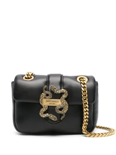 Just Cavalli Just Caval Logo Plaque Shoulder Bag In Black