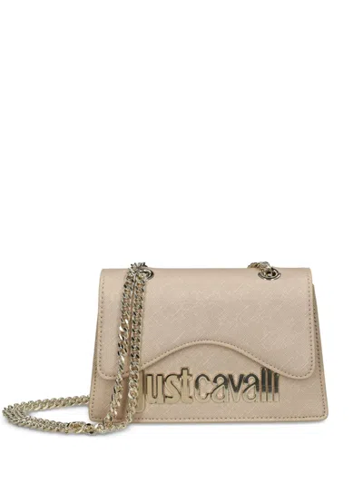 Just Cavalli Logo-plaque Shoulder Bag In Gold