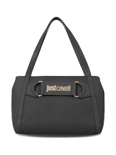 Just Cavalli Logo-plaque Top-handle Shoulder Bag In Black