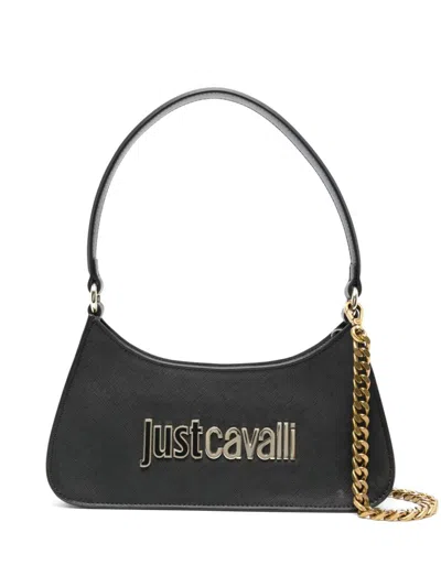 Just Cavalli Logo-plaque Shoulder Bag In Black