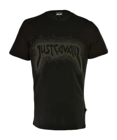 Just Cavalli Logo Polka Dot Short Sleeve T-shirt In Black