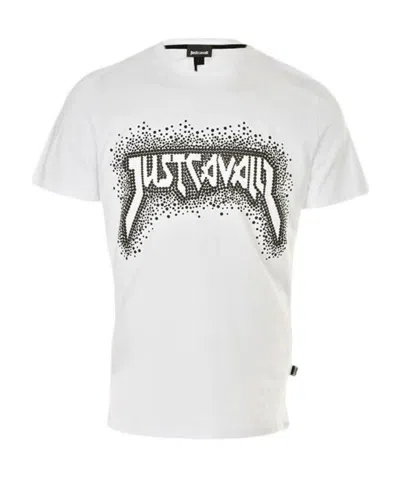 Just Cavalli Logo Polka Dot Short Sleeve T-shirt In White