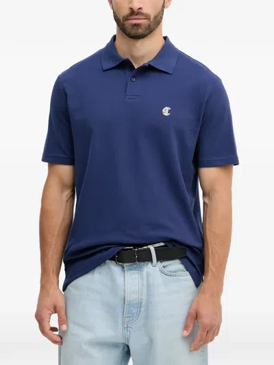 Just Cavalli Logo Polo Shirt In Blue