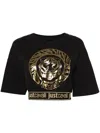 Just Cavalli Logo-print Cotton Crop Top In Black