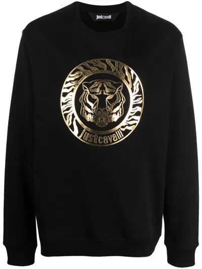 Just Cavalli Logo-print Cotton Sweatshirt In Black