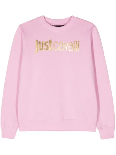 Just Cavalli Logo-print Cotton Sweatshirt In Pink