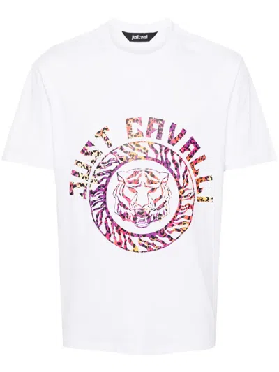 Just Cavalli Logo-print Cotton T-shirt In White