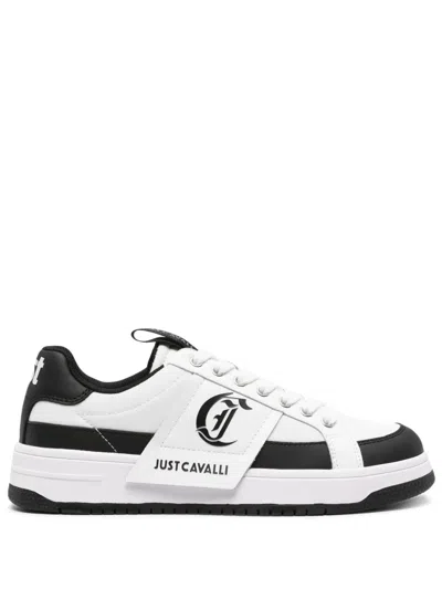 Just Cavalli Logo-print Leather Sneakers In White