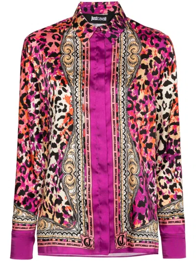 Just Cavalli Logo-print Long-sleeve Shirt In Pink