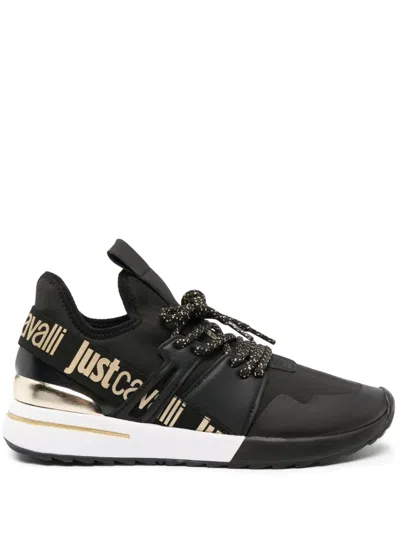 Just Cavalli Logo-print Low-top Sneakers In Black