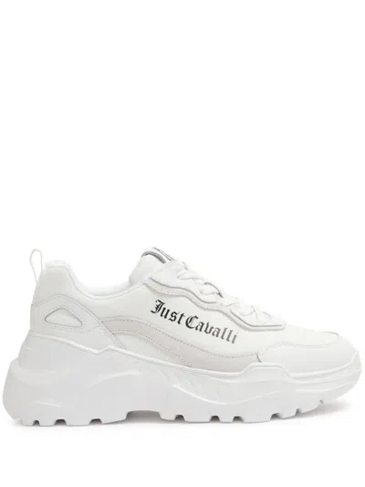 Just Cavalli Logo-print Panelled Sneakers In White