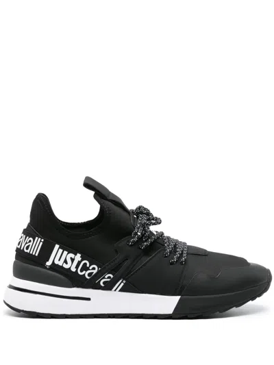 Just Cavalli Logo-print Panelled Sneakers In Black