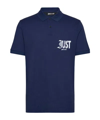 Just Cavalli Logo Print Polo Shirt In Animal Print