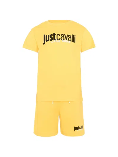 Just Cavalli Logo-print Short Set In Yellow