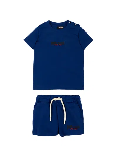Just Cavalli Babies' Logo-print Shorts Set In Blue