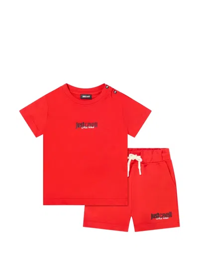 Just Cavalli Babies' Logo-print Shorts Set In Red