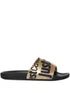 Just Cavalli Logo-print Slides In Gold
