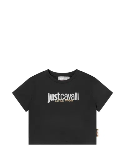 Just Cavalli Kids' Logo Print T-shirt In Black