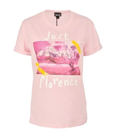 Just Cavalli Logo Printed T-shirt In Pink