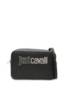 Just Cavalli Sleek Black Shoulder Bag With Signature Logo And Practical Zipper Closure In Black