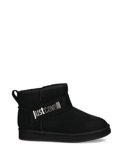 Just Cavalli Logo-strap Boots In Black