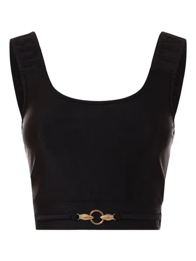 JUST CAVALLI LOGO-STRAP CROPPED TOP