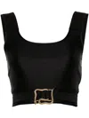 Just Cavalli Shiny Fabric Top With Snake Belt In Black