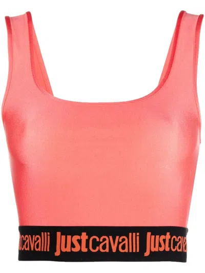 Just Cavalli Tanktop Mit Logo-bund In Pink