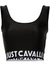 Just Cavalli Logo-waistband Cropped Top In Black
