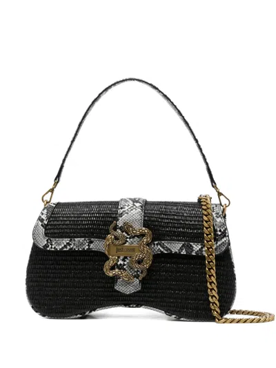 Just Cavalli Logo-detail Flap-closure Shoulder Bag In Black