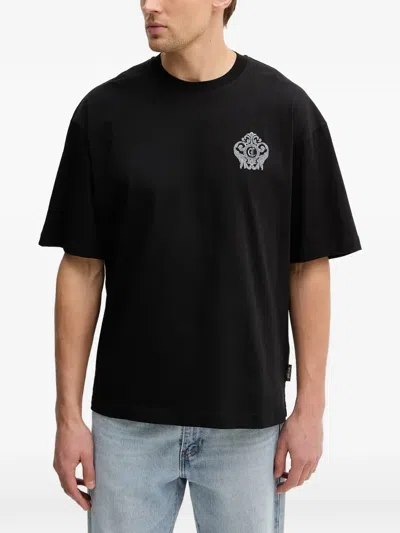 Just Cavalli Logo-embroidered T-shirt In Black