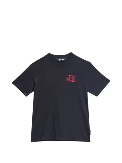Just Cavalli Logo-embroidered T-shirt In Blue